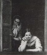 Bartolome Esteban Murillo Two Women at the window oil painting reproduction